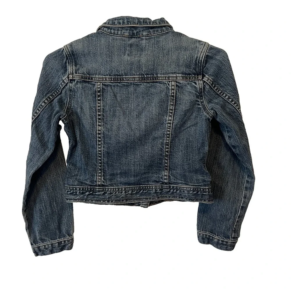 Gap Kids Denim Jean Jacket Pink Stitching Girls Size Medium